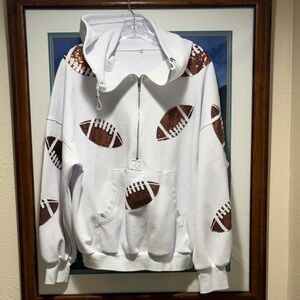 White Hoodie with Football Sequin Design